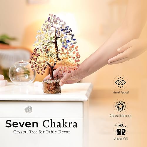 Miniatura 4 de Árbol de la vida de cristal, 7 árboles de cristal curativos de chakras para decoración de escritorio del hogar y la oficina, árboles de Feng Shui