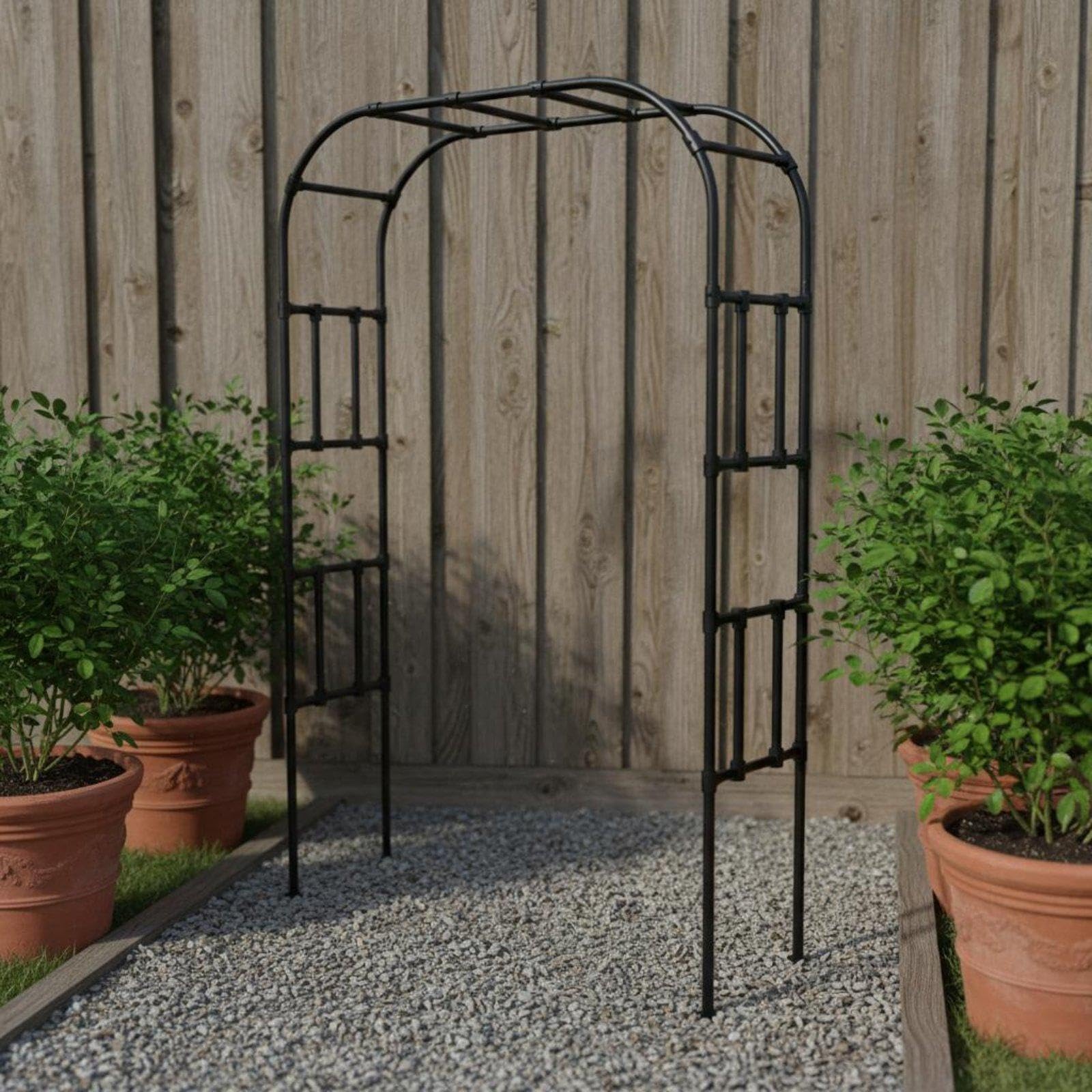 Garden Arch Trellis Coated Steel Climbing Plant Archway Weather-Resistant Rose Arch Frame for Gardeners, DIY Enthusiasts, Balcony, Yard, Patio W2.1*h2.4m Black-image-48