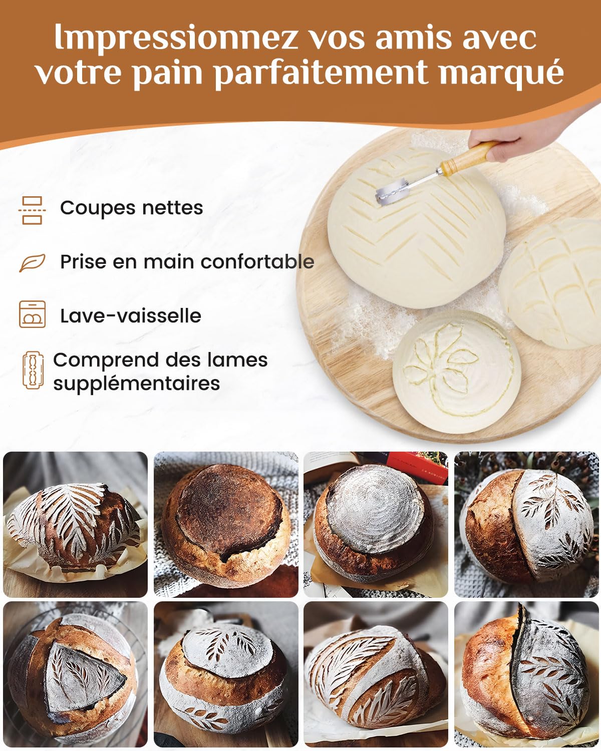 Banneton Panier d'épreuvage Set, PITCH PULSE Panier Banneton Brotform en Rotin Naturel pour Pain et Levain