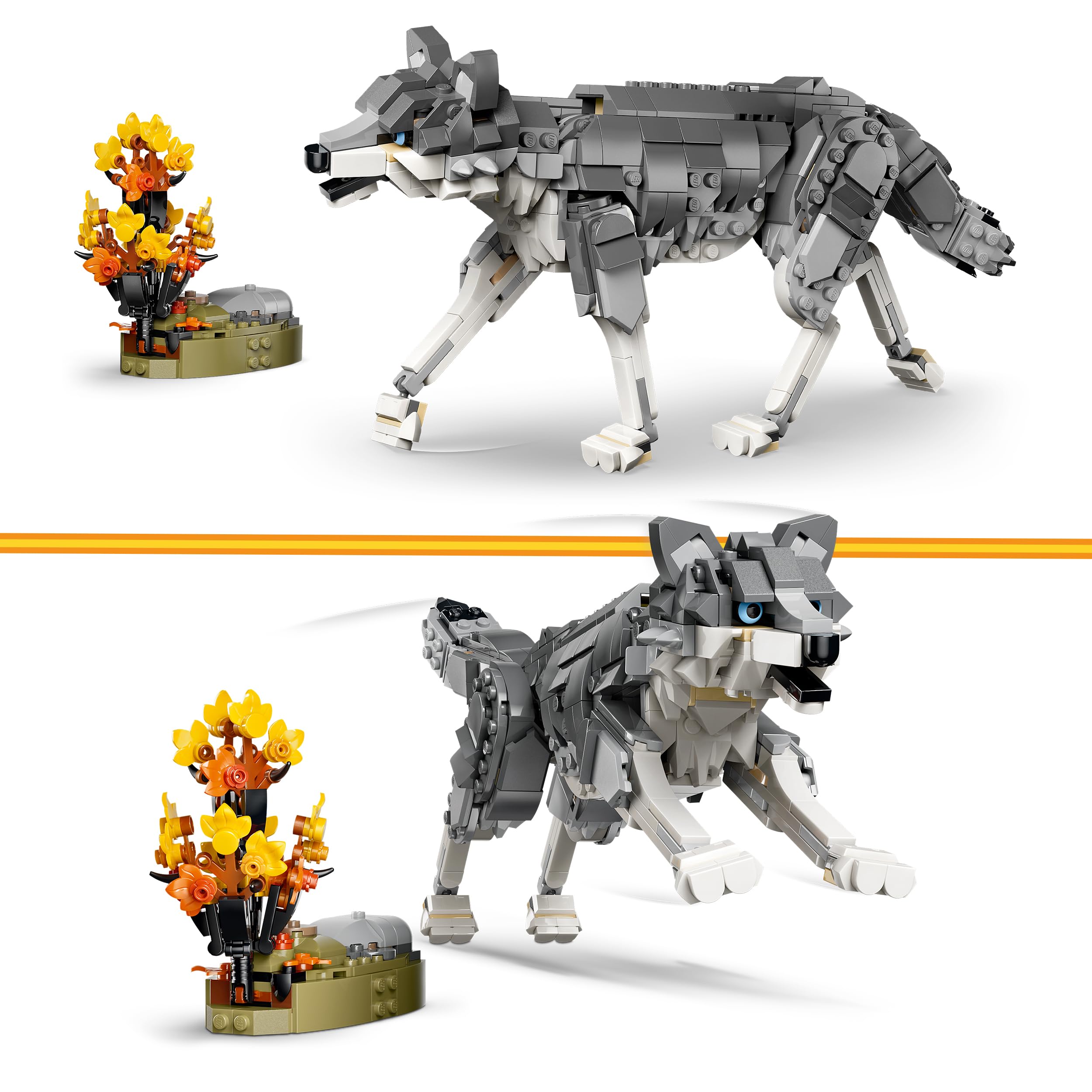 LEGO Creator 3 in 1 Animali della Foresta: Lupo Grigio - Animale Giocattolo Trasformabile in Falco o Procione - Decorazione Cameretta - Regalo di Compleanno per Bambine e Bambini da 8 Anni - 31393