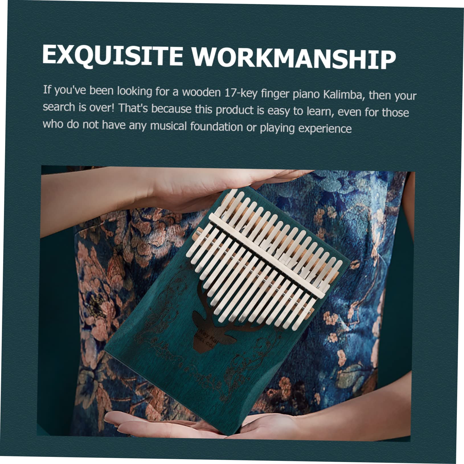 Beaupretty Pianoforte Dita Tasti in Legno Kalimba Portatile Motivo Cervo Decorativo per Casa Strumento Musicale per Principianti Ragazza e Adulti