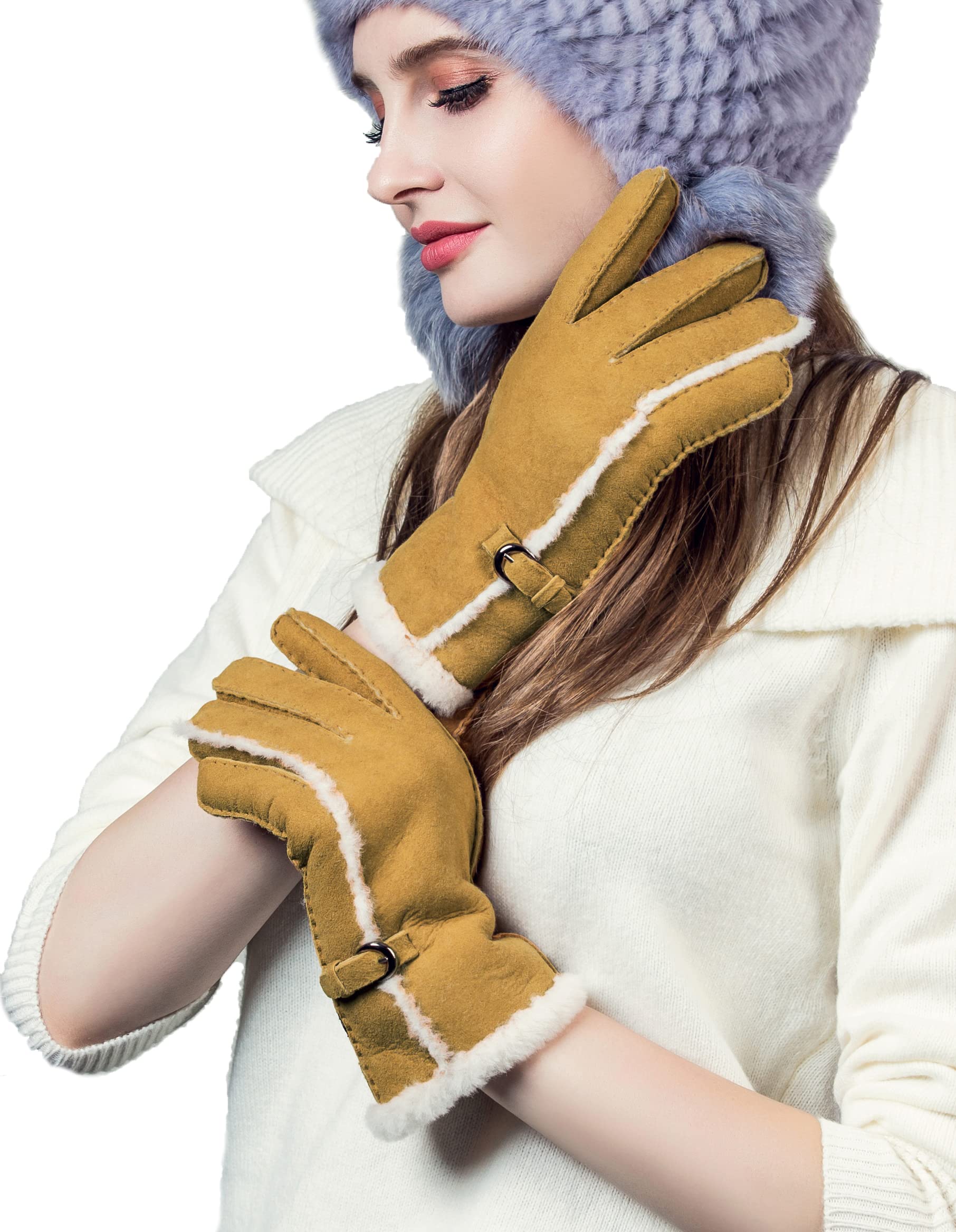 YISEVEN Women's Winter Shearling Gloves