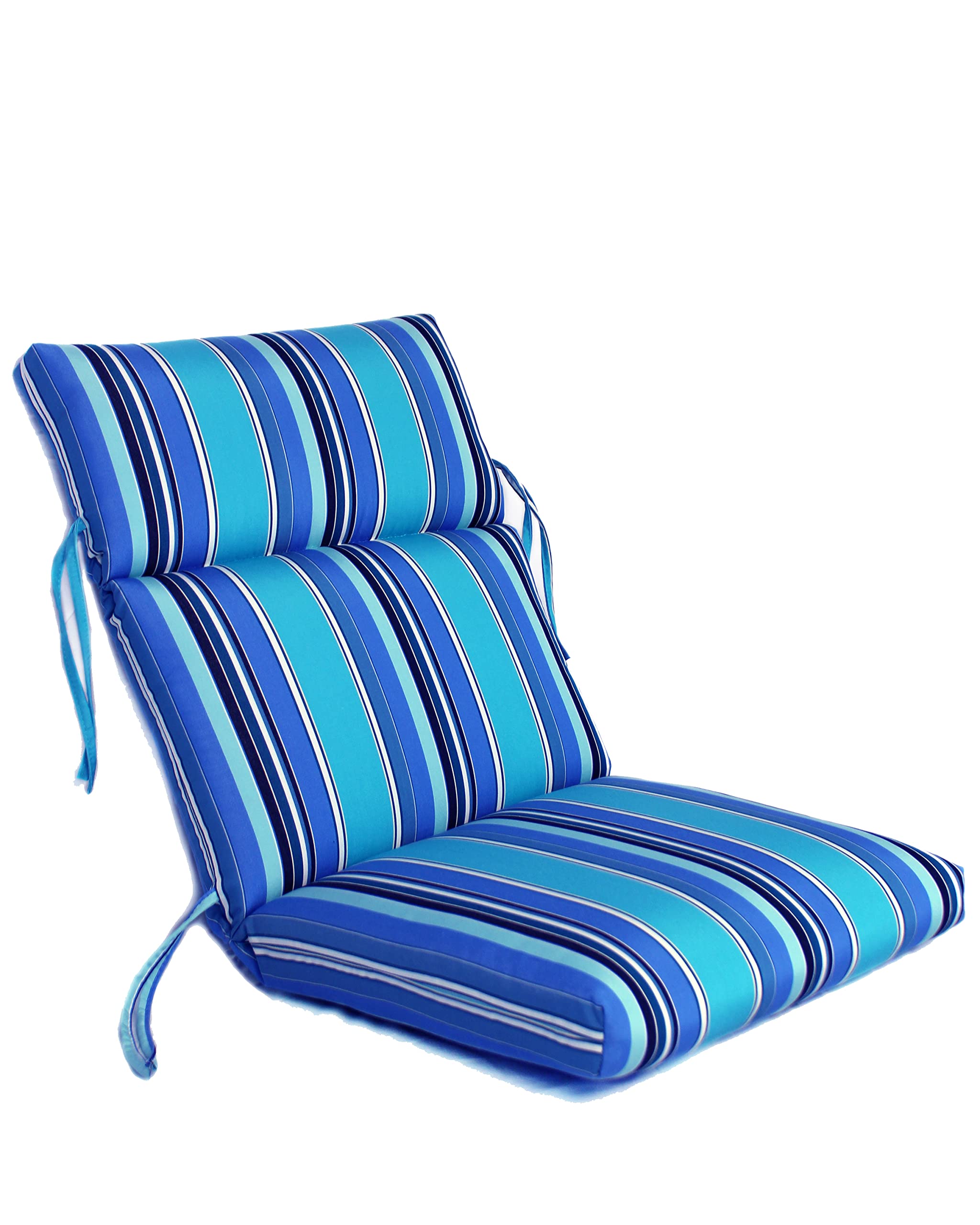 Set of 4 Outdoor CHANNELED Chair Cushions 22W x 44L x 3H Hinge at 24" in 100% Solution Dyed Acrylic Fabric in Comfort Oasis
