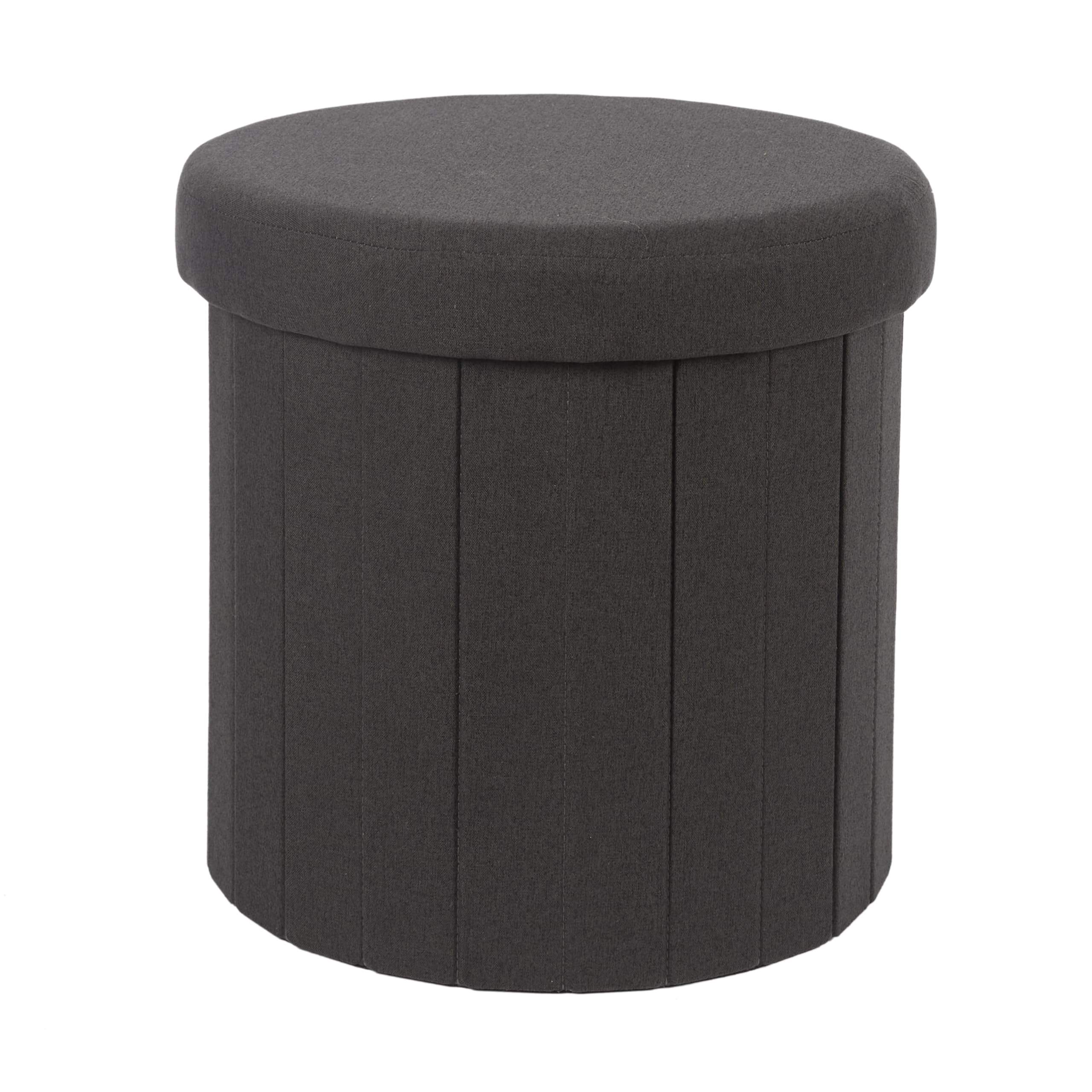 HOME DECO FACTORY, HD0197, Schwarze Faltbare Ottoman-Truhe, Pillen-Modell, Möbel, Sitz, Faltbare Truhe und Bank, 38x38x38 cm, Sitzhöhe 38 cm, Schwarz