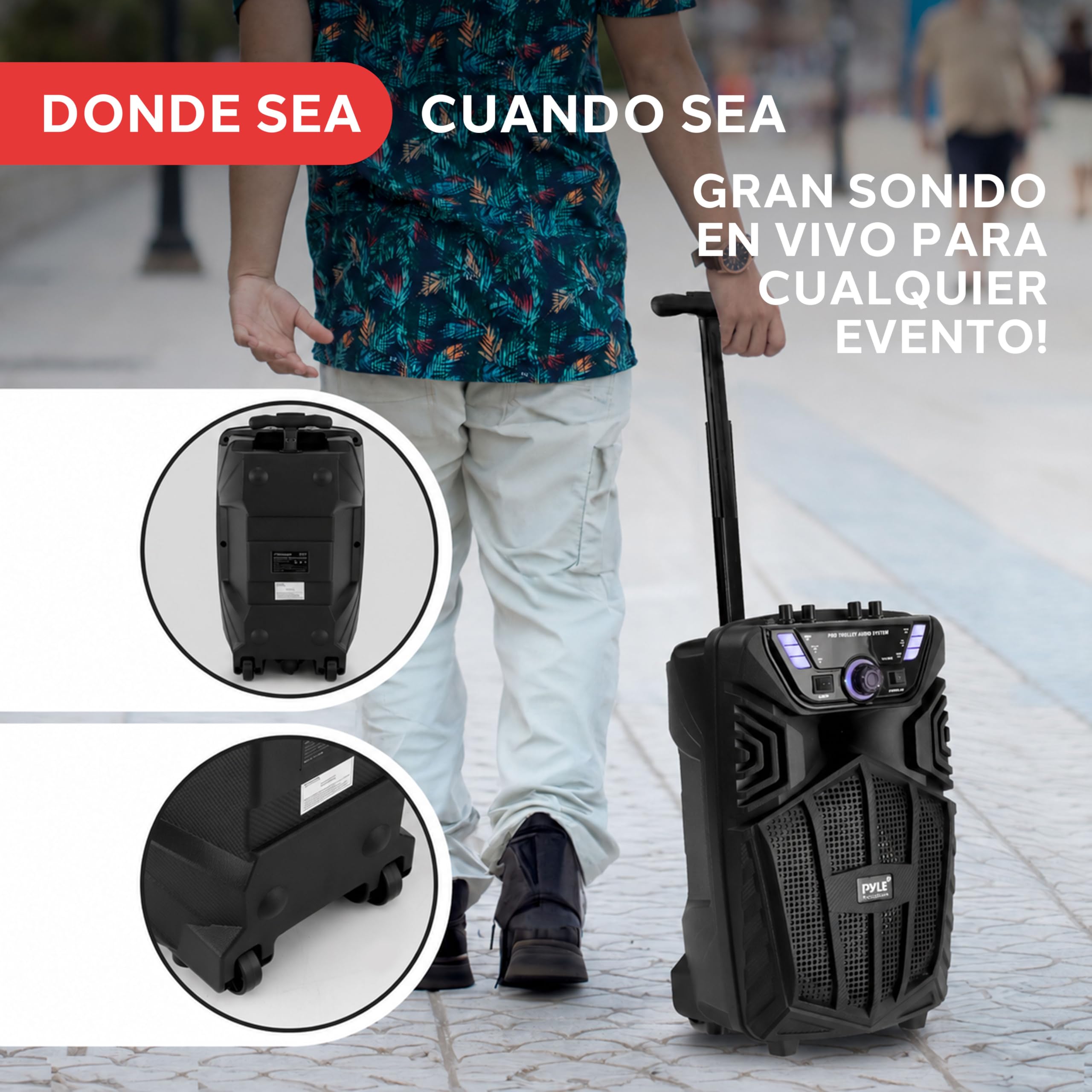 Altavoz Bluetooth 480W Portátil con Micrófono Inalámbrico y Ruedas, Karaoke con Luces LED y Batería Recargable, Sistema PA con Subwoofer 20 cm, TWS, FM/AUX/USB/SD