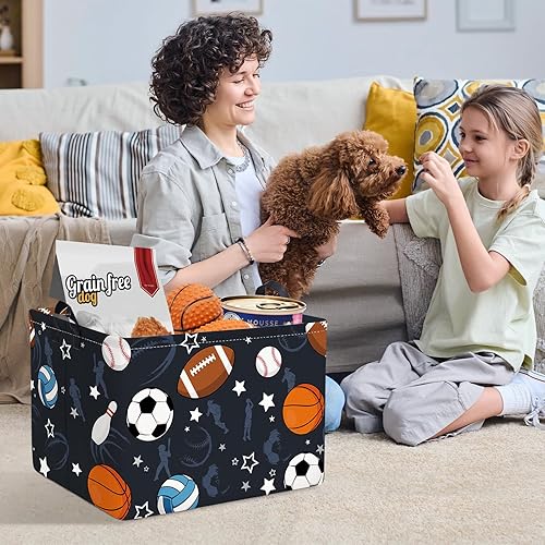 Miniatura 3 de Clastyle Cesta de almacenamiento de ropa de béisbol para sala de niños, cesta de almacenamiento de ropa de fútbol, baloncesto, sala de clase, para