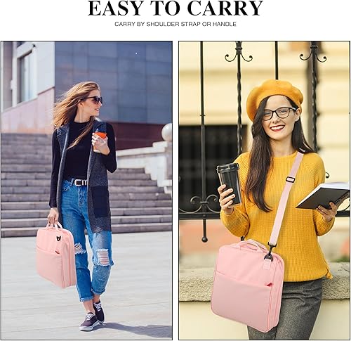 Miniatura 5 de Carpeta con cremallera con correa para el hombro y asa, carpeta de 3 juntas tóricas para suministros de oficina y escuela (2 pulgadas, azul)