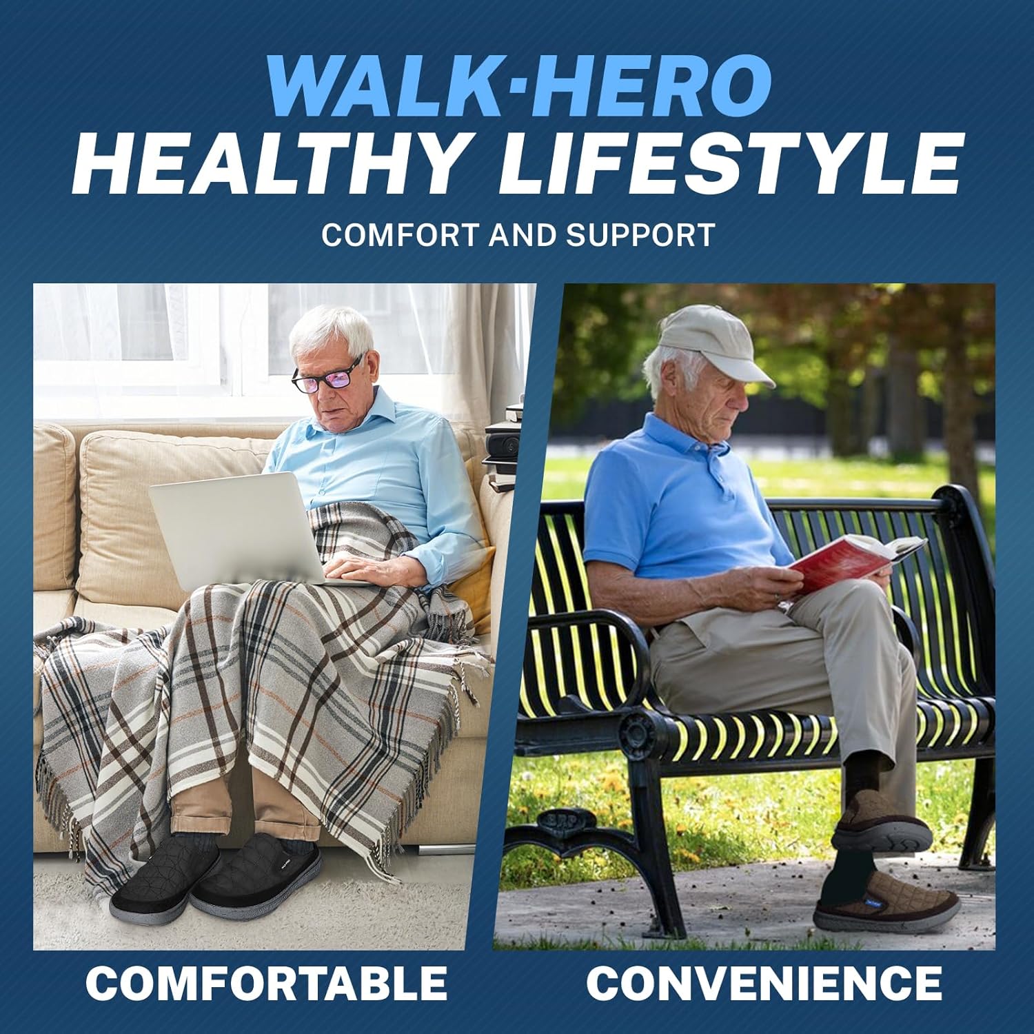 Mens Slippers for Plantar Fasciitis, Slip on Arch Support House Slippers for Men, Lightweight Indoor Outdoor Wide Toe Box Shoes for Men with Cushioned Outsole - Image 8