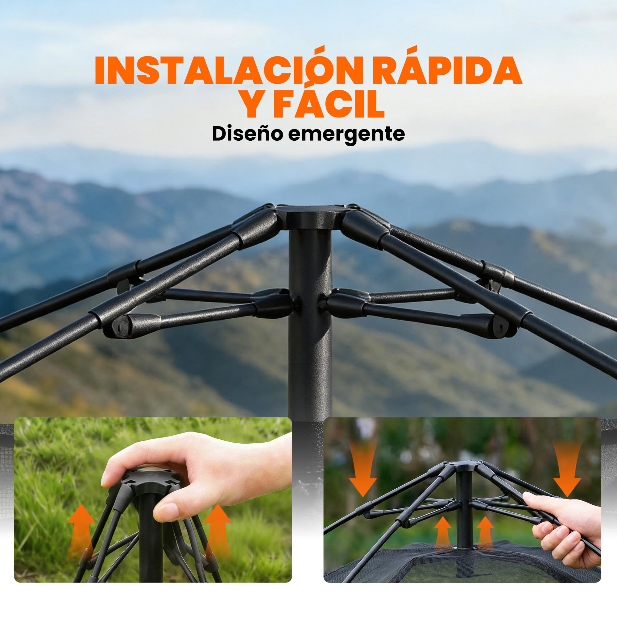 Outsunny Tienda de Campaña Instantánea, Tienda Pop Up con Ventanas de Malla y Bolsa de Transporte, Impermeable 3000mm y Protección UPF50+, para 2-3 Personas, Caqui