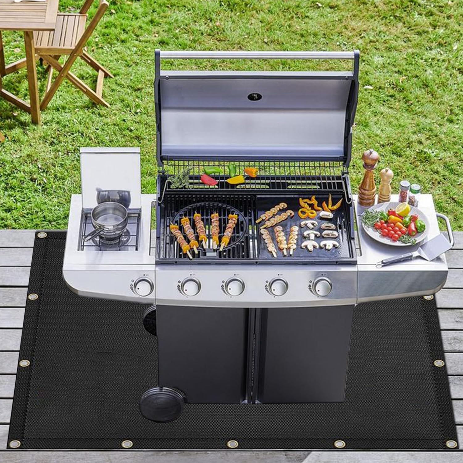 Heat Shield Behind Grill Black Fireproof Cover and Screen Protect Deck Railing from Grill Heat Shield for Wood Stove, 3’x6’ Wall Protector for Fridge Waterproof BBQ Mat UV Resistant Privacy Screen