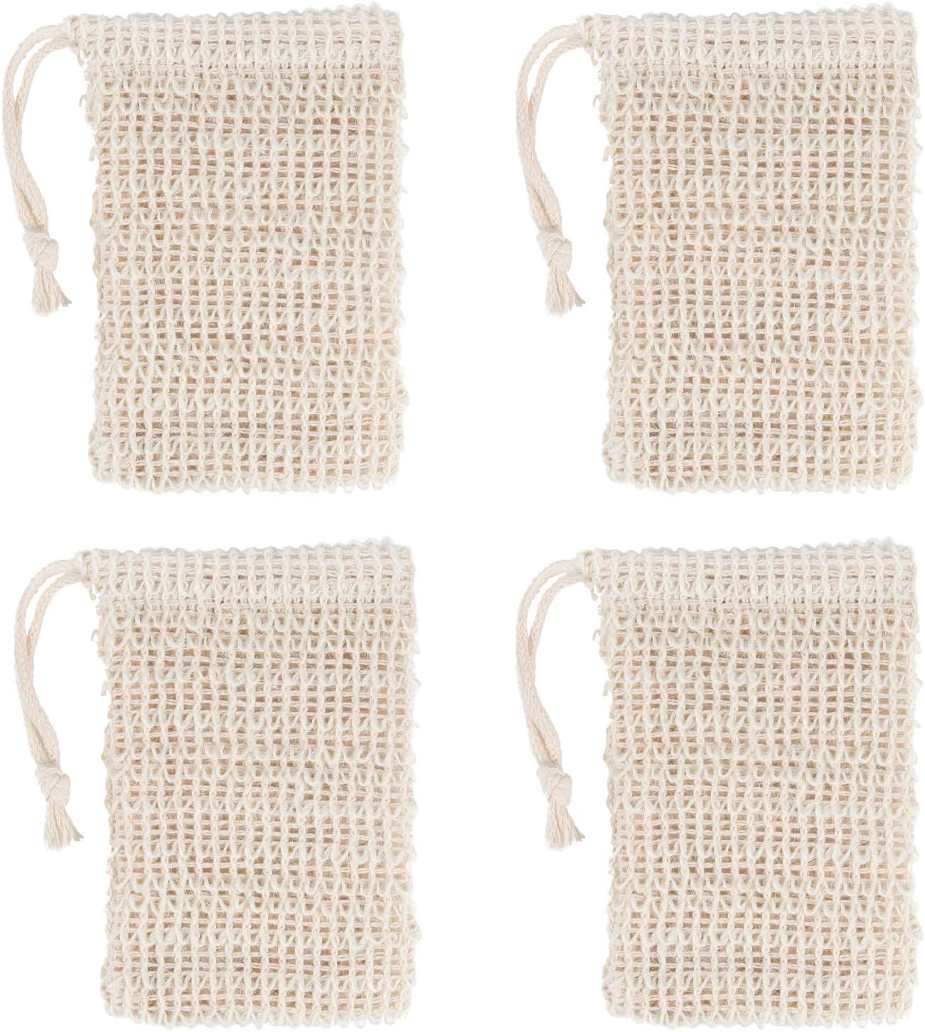 Siumir Sisal Soap Bag with Drawstring Natural Soap Pack Soap Saver Pouch for Foaming, Drying Soaps, Exfoliation, Massage - 2 PCS