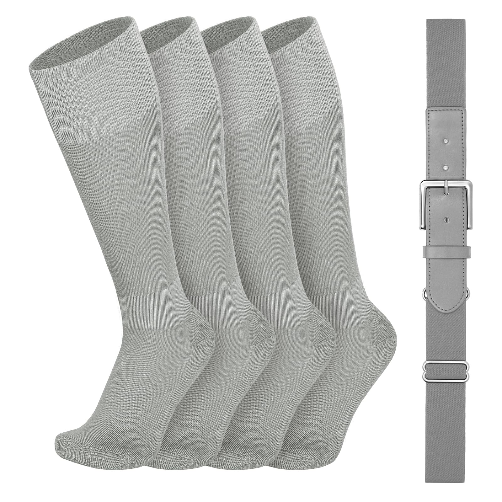 VONMELLI Youth Baseball Belt and Socks Combo, Elastic Softball Belts and Socks for Boys and Adult (2 Pairs of Socks &amp; 1 Belt)
