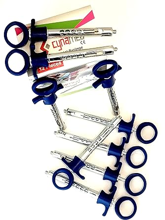 Premium Dental Aspirating Syringe Dental Syringe Dental Anesthetic Syringe 1.8ml Plastic Handle Dental Instruments -Set of 12 (Set of 12-Blue)