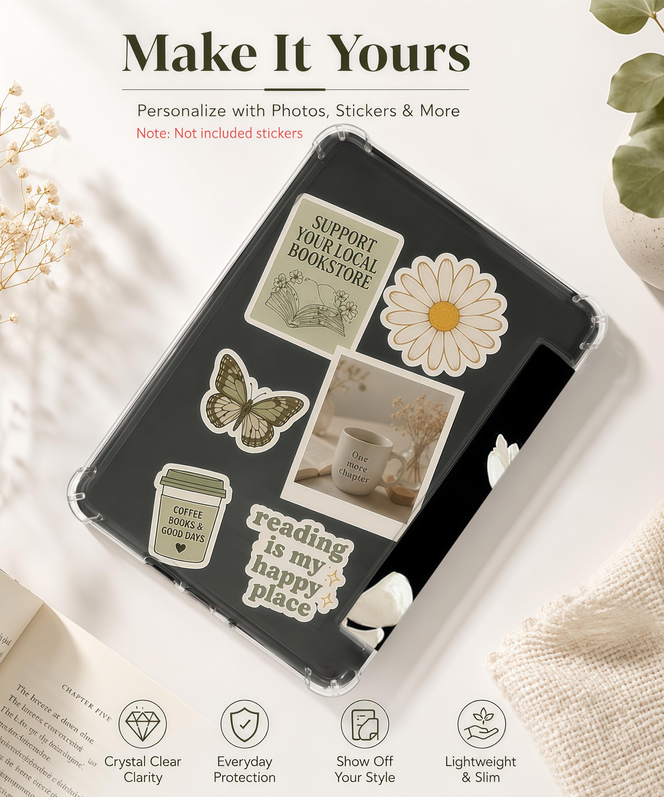 Custodia per Kindle Paperwhite 12a generazione da 7" e Kindle Colorsoft Signature Edition 2024 Rilasciato - Cover in pelle PU leggera e resistente e cover posteriore in TPU trasparente con
