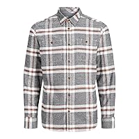 JACK & JONES Jprgreg Check Shirt L/S Worker Camicia, Grigio (Light Grey Melange Fit: Slim Fit)