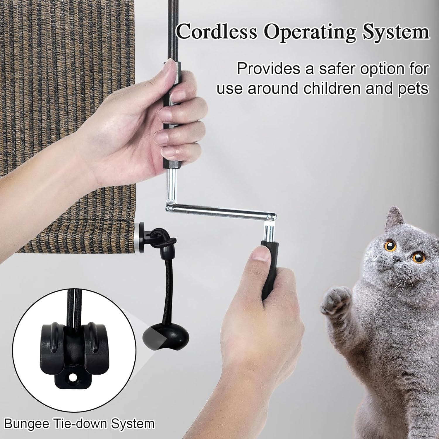 Amagenix Outdoor Roller Shades 8'(W) X 8'(H), Exterior Cordless Patio Shades Roll Up Outdoor Blinds with 90% UV Protection, Two-Section Poles with One-Piece Fabric, Mocha - Image 4