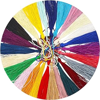 TORMEN 25 Pcs Bookmark Tassels, 5 inch Handmade Silky Soft Tassels with Cord Loops for Keychain Jewelry Making, Graduation, Sewing, DIY Craft (Color Mixing)