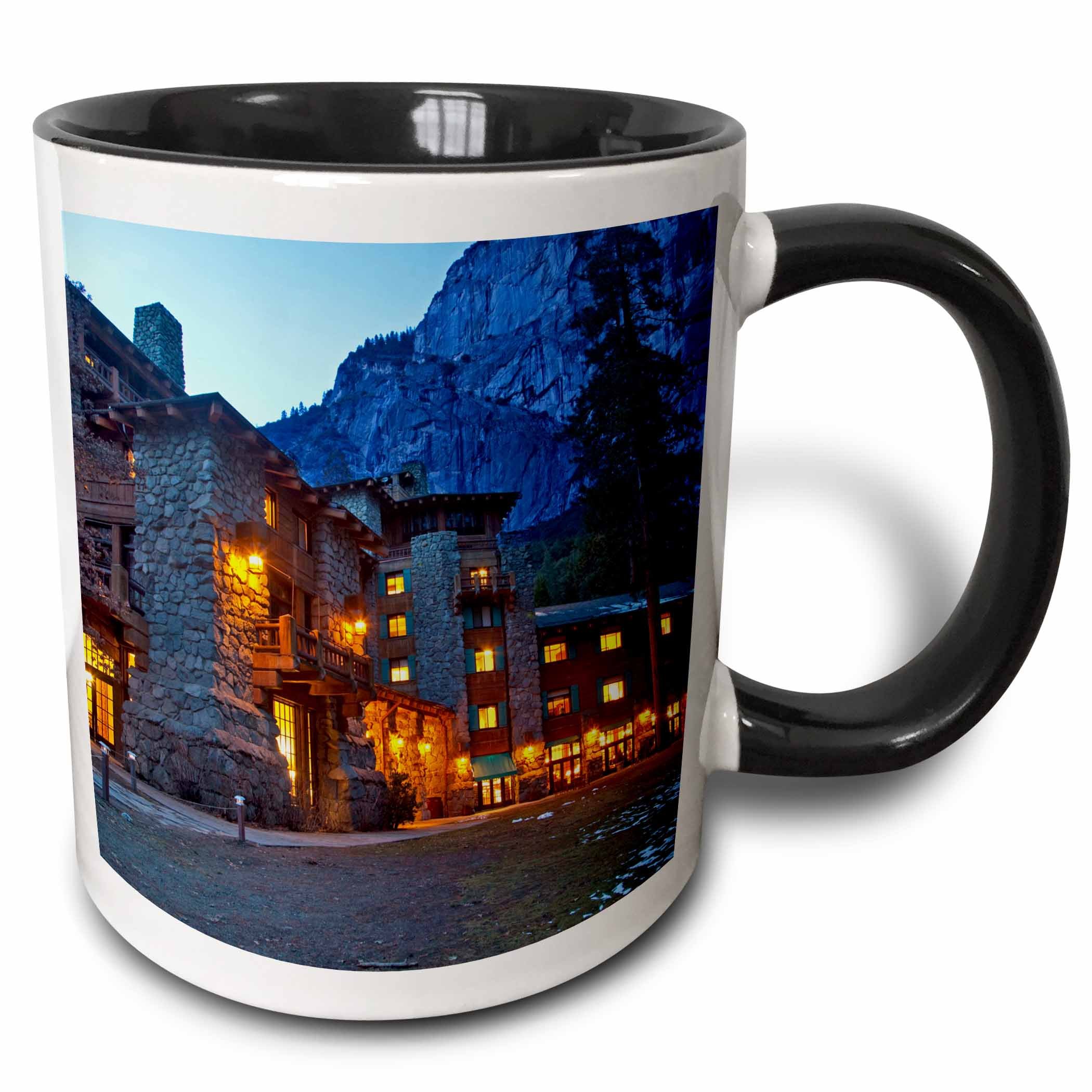 3dRose Ahwahnee Lodge, Yosemite Np, California, Usa-Us05 Cha0115-Chuck Haney-Two Tone Mug, Ceramic, Black/White, 10.16 x 7.62 x 9.52 cm