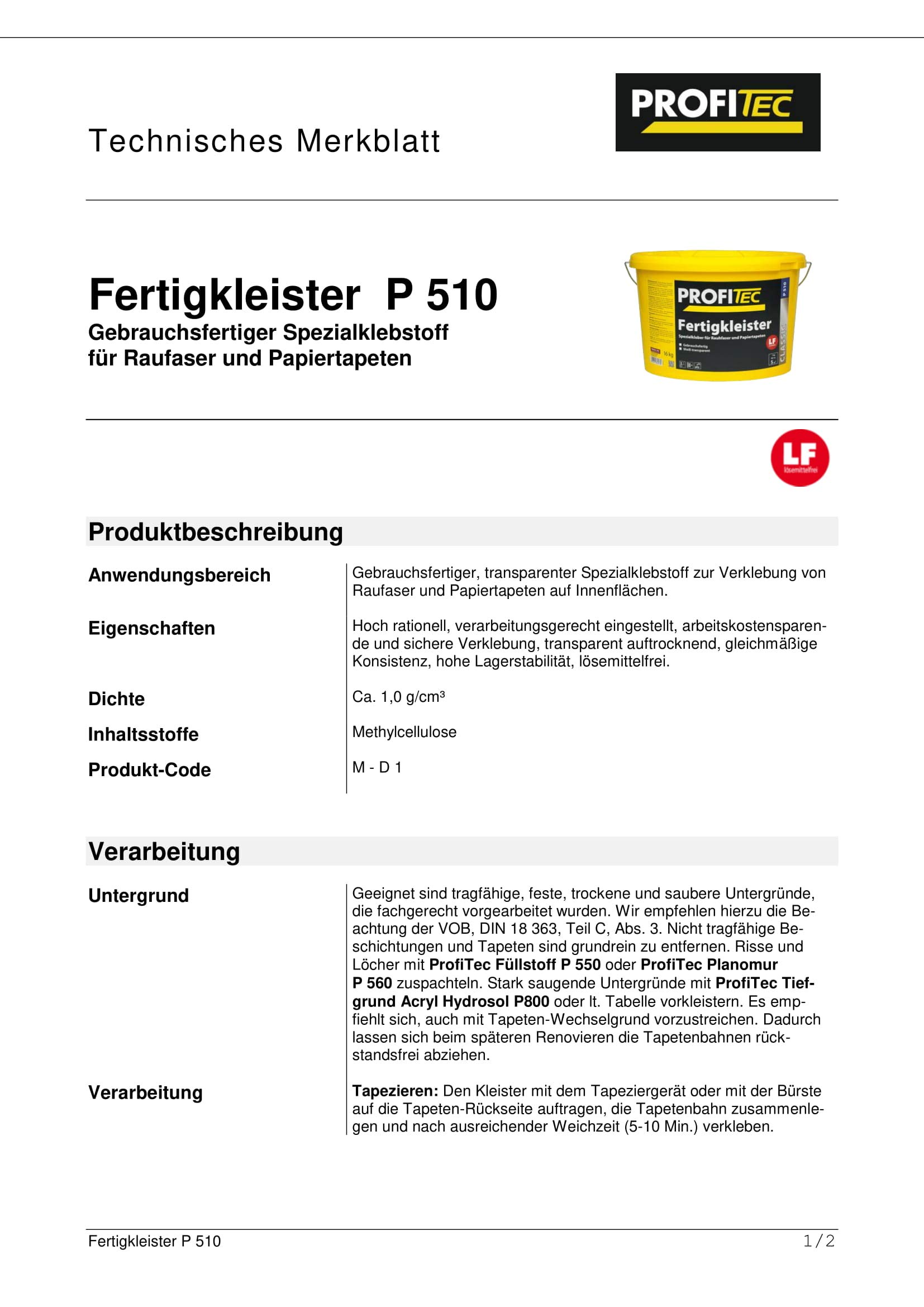 ProfiTec P510 Fertigkleister 16 kg