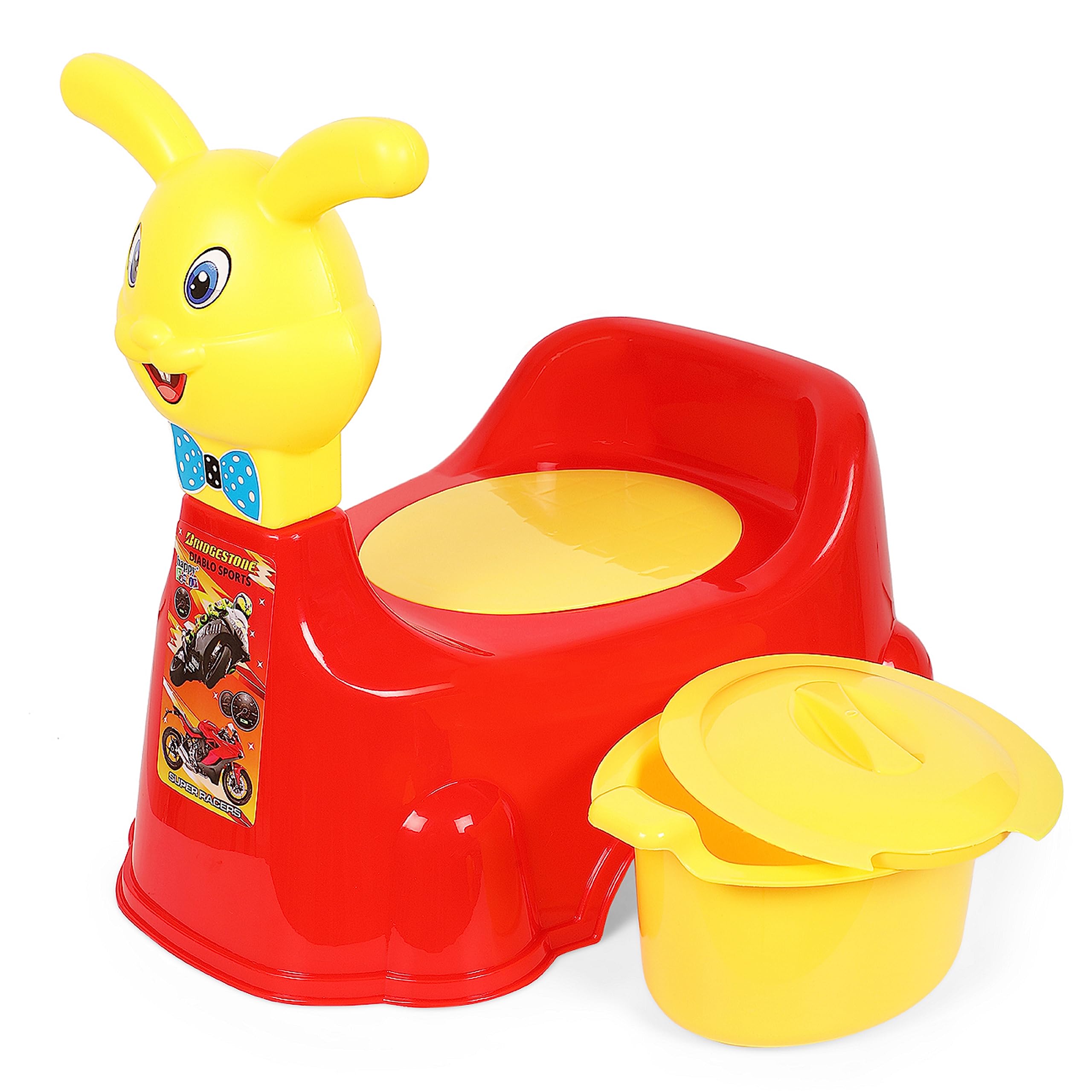 Nabhya Rabbit Baby Potty Training Seat Chair for Kids- Infant Potty Toilet Chair with Removable Bowl & Closing Lid (Red)