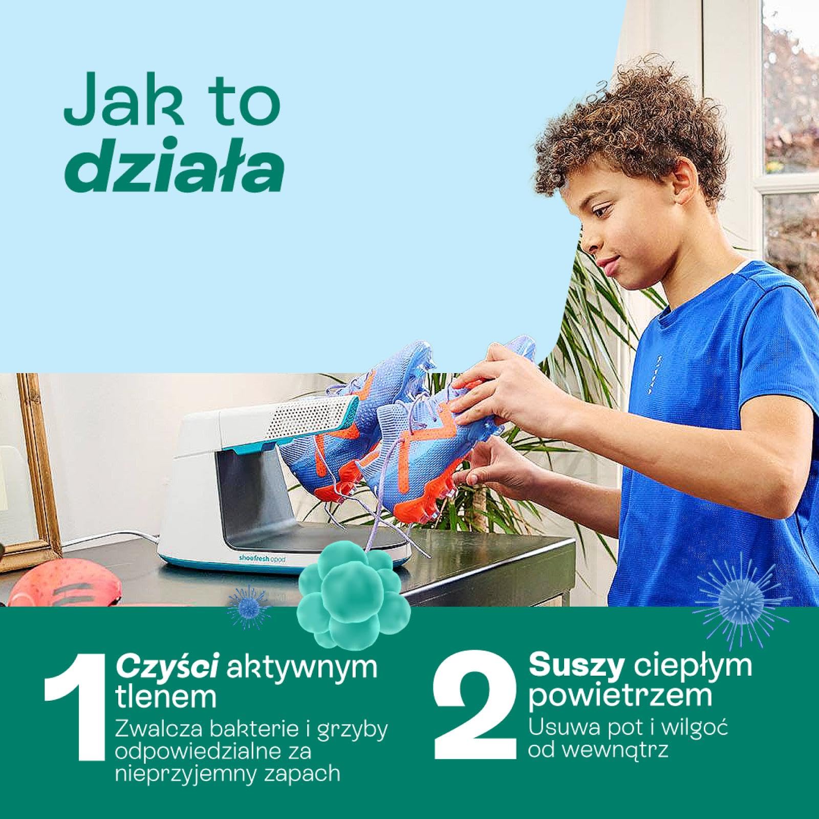 Shoefresh Odświeżacz do butów i suszarka do butów | Dezodoryzator do butów | Eliminator zapachu butów, suszarka do butów, elektryczna | Opod