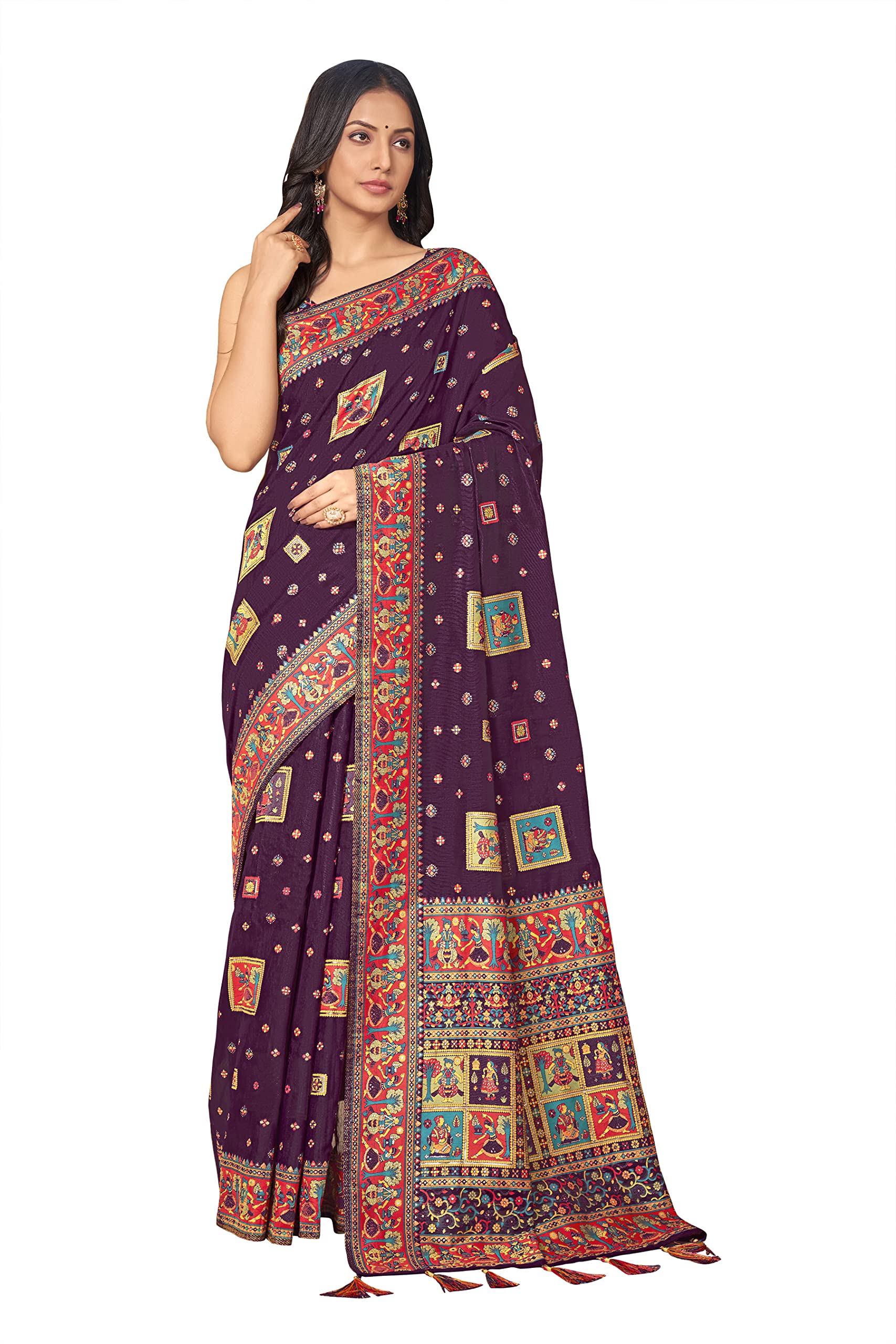 Monjolika Fashion Women's Cotton Silk Zari Woven Saree Woven Unstiiched Blouse Piece (MNJ-7000_Color)