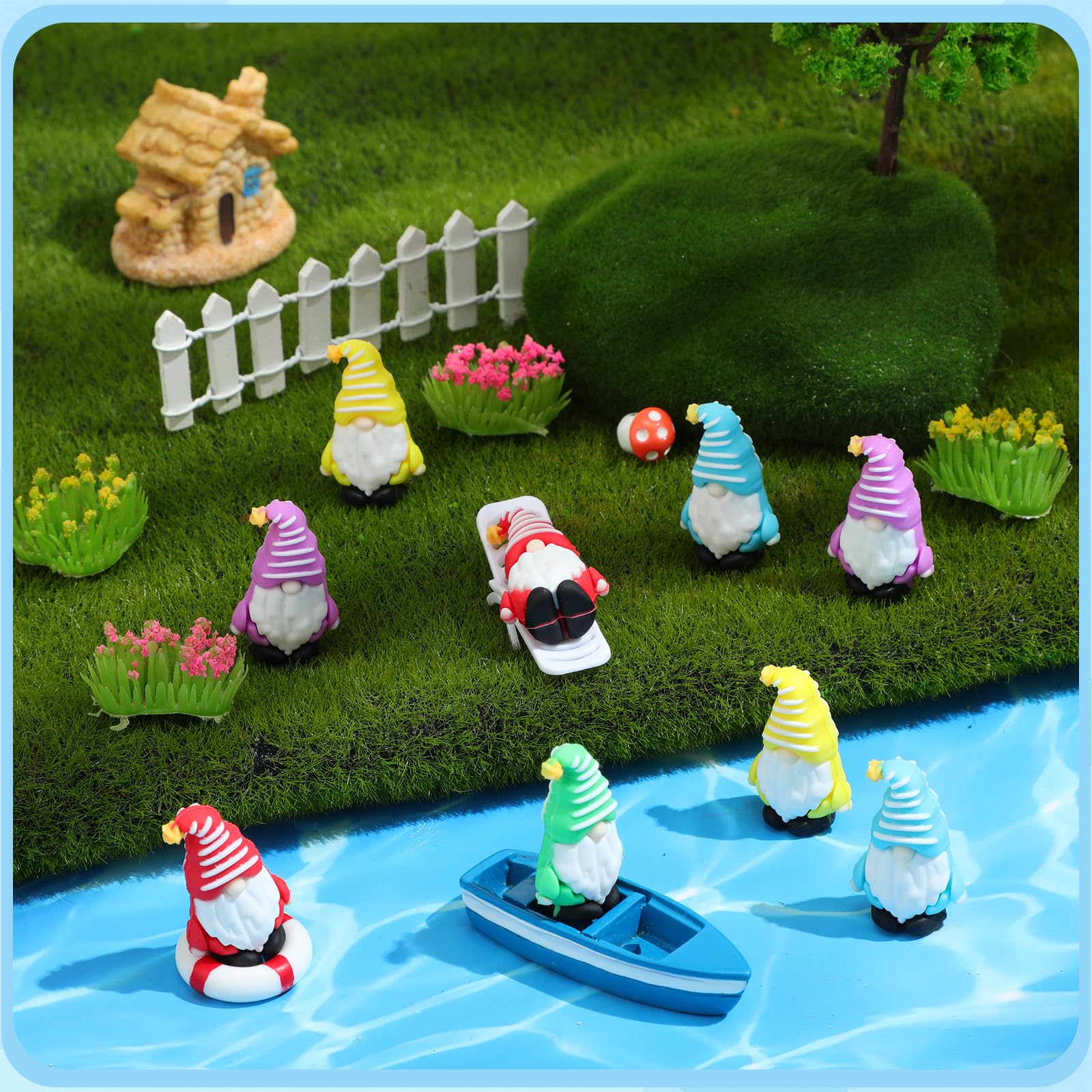 30 Sets Good Luck Gifts Bulk Include Mini Gnomes Figurines Blessing Cards Pocket Favors for Gift Stuffers Fillers to Hide and See Decor in Yard Landscape Indoor Fairy Garden DIY Crafts(Standing)