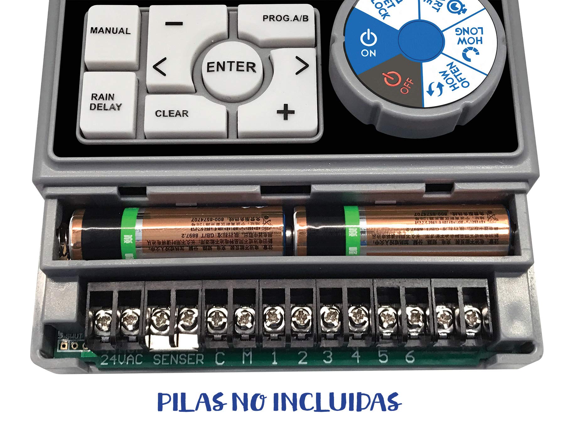 Aqua Control - Programmatore d'Irrigazione Automatica per Giardino con Trasformatore e Schermo LCD, Adatto per 6 Zone di Irrigazione