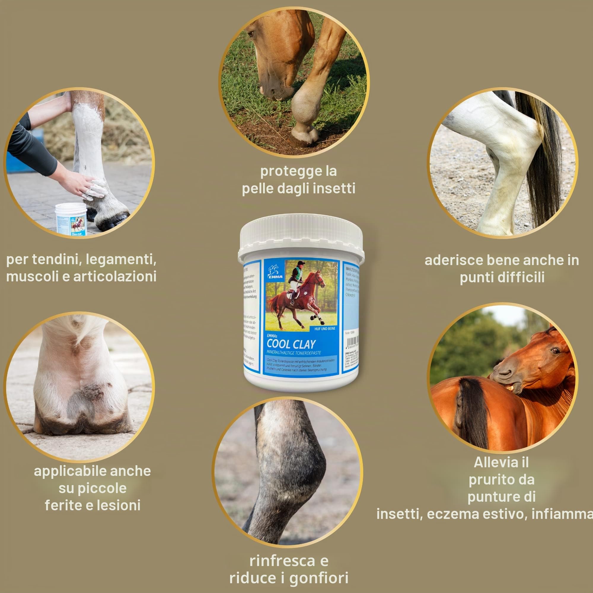 argilla acetica ⇒ argilla cavallo I balsamo per cavalli I pasta con pomata all'arnica argilla minerale I pasta di argilla curativa rinfrescante I gel I gel all'arnica muscoli tendini legamenti 1,5Kg