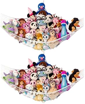 Lilly's Love Stuffed Animal Hammock | Corner Hanging Organizer, Toy Storage, Stuffed Animal Storage Net | Made from Quality Fishing Net, Holds 12lbs | 67
