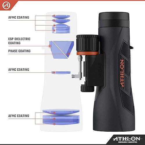 Miniatura 7 de Athlon Optics Midas G2 - Binoculares UHD de 10 x 50 para adultos y niños, impermeables, de alta potencia duraderos para observación de aves, caza,