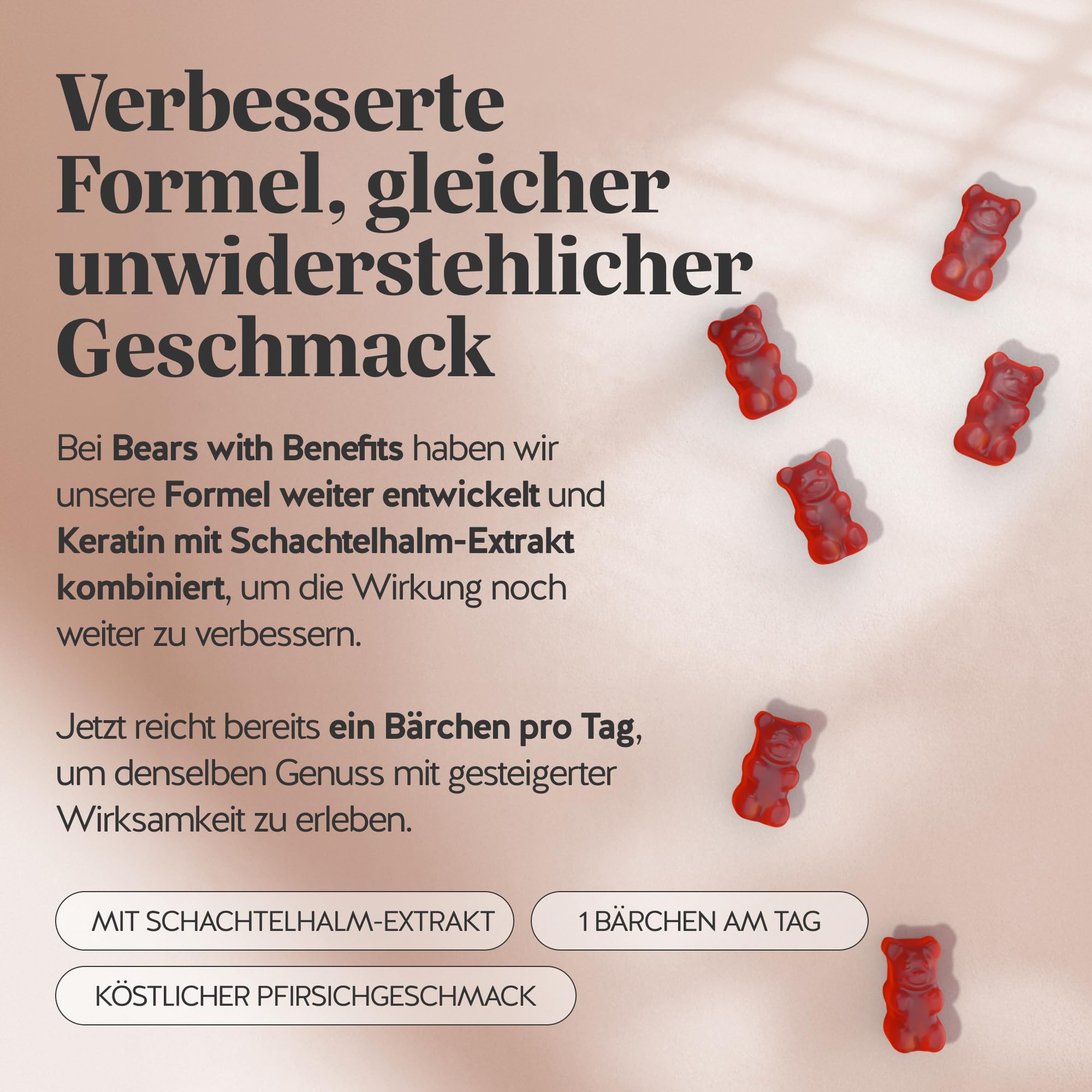 Bears with Benefits - Gummibärchen Keratin - Haare & Nägel - 90 Stück | You Nailed It Nail & Hair - Keratinhydrolysat, Biotin, Vitamin C, E, Zink - Vorrat für 3 Monate - Zuckerfrei, Vegetarisch