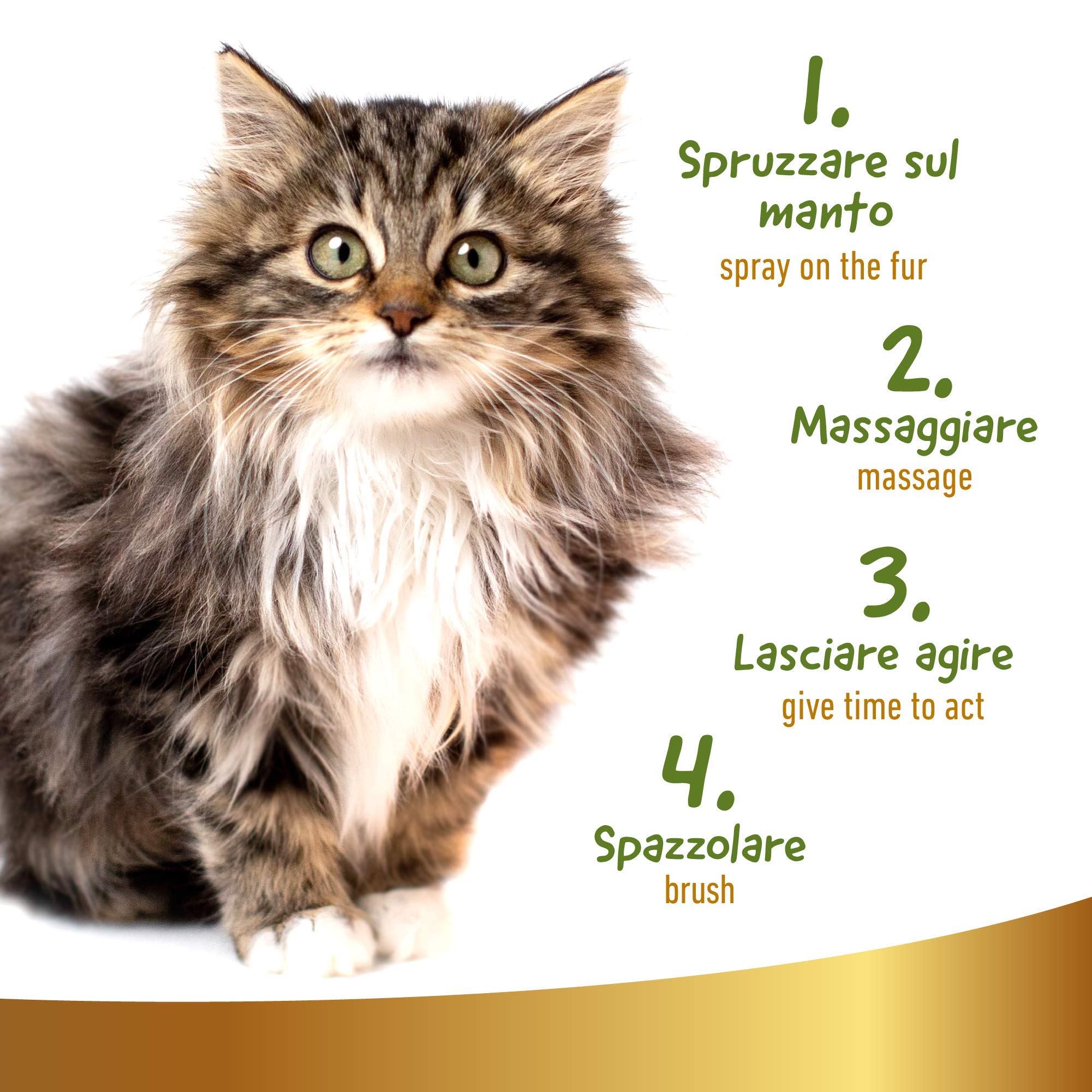 Linea 101 Spray Demelant Chat Poils Longs Naturel 500ml Démêlant Chat Poils Longs Parfum Chats Délicat Soin Vegan pour Poil Doux et Brillant sans Rinçage Tous Types de Pelage