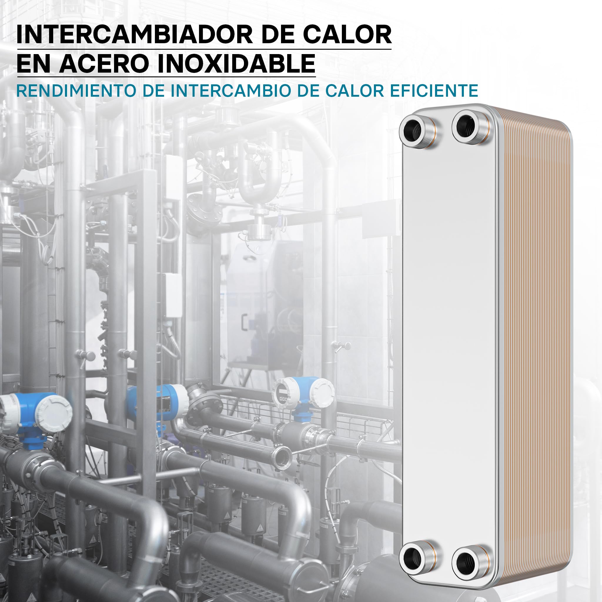 Wiltec Intercambiador calor térmico acero inoxidable 40 placas Termocambiador placas máx. 440 kW