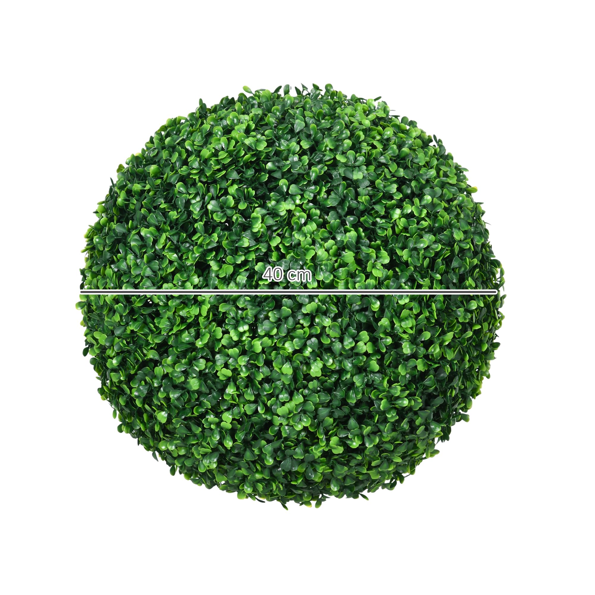 HOMCOM Set di 2 Piante Finte Sfera di Bosso Ø40cm, Piante Artificiali Decorative da Interno ed Esterno, Giardino, Ufficio, Soggiorno, Verde