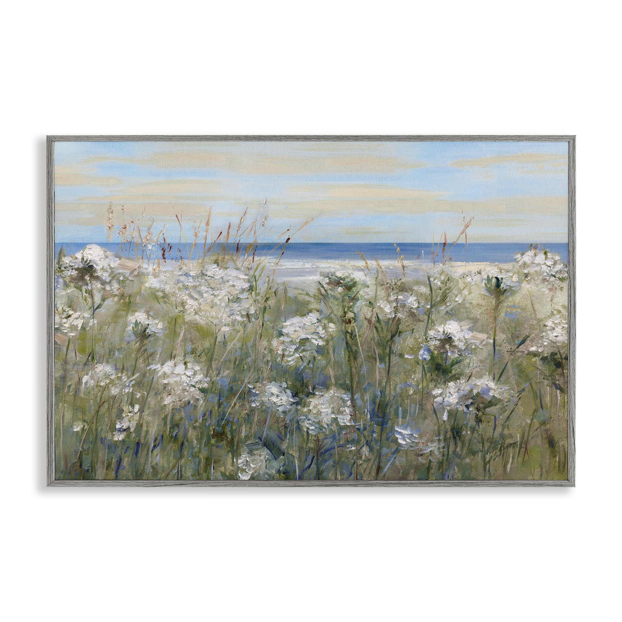 Impressionist Seaside Meadow Floral, 20 x 30 Inch Framed Giclée Print