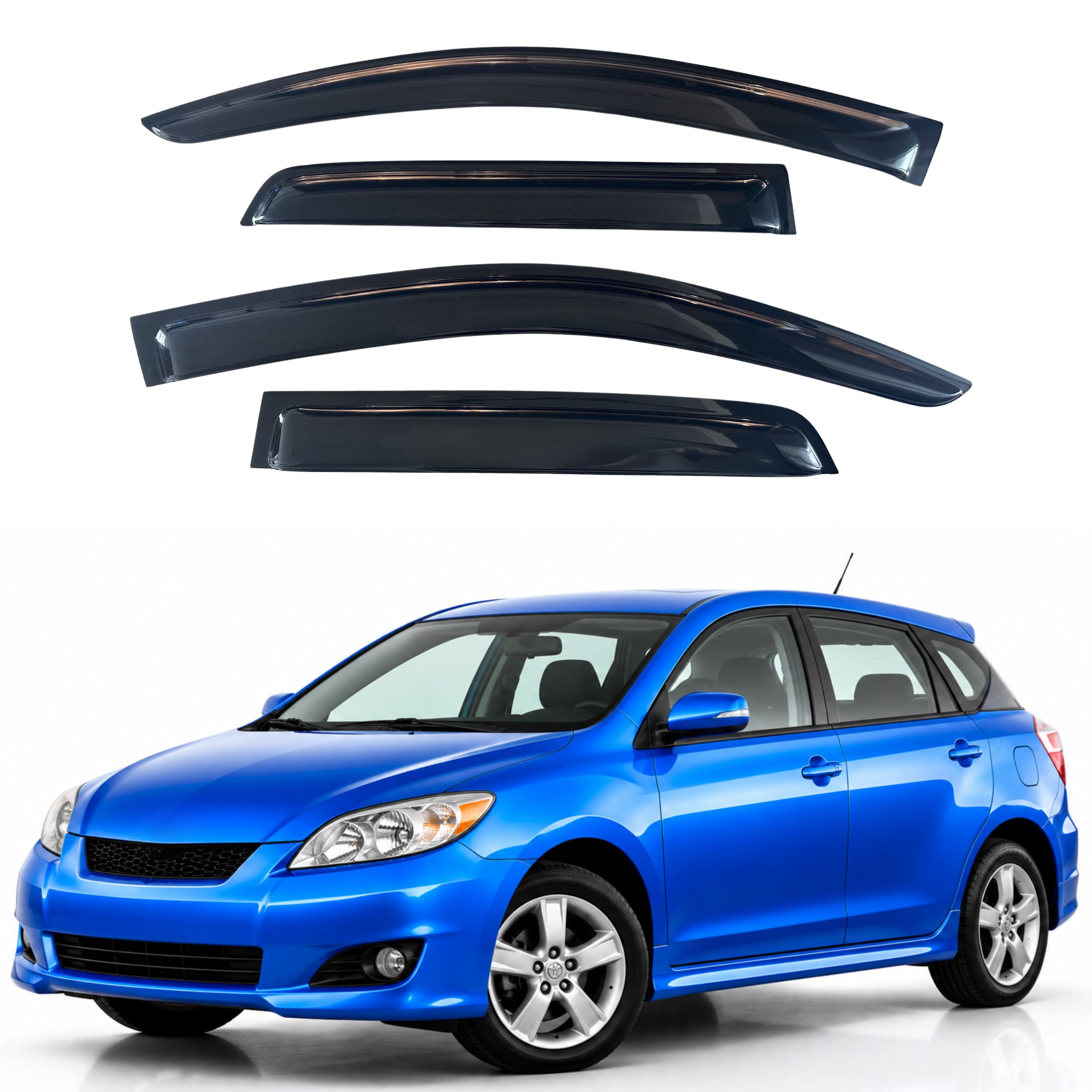 IG Window Visors Fit for 2009-2013 Toyota Matrix, Out-Channel Rain Guards Vent Wind Deflectors 4PC, Car Accessories for 2009-2010 Pontiac Vibe