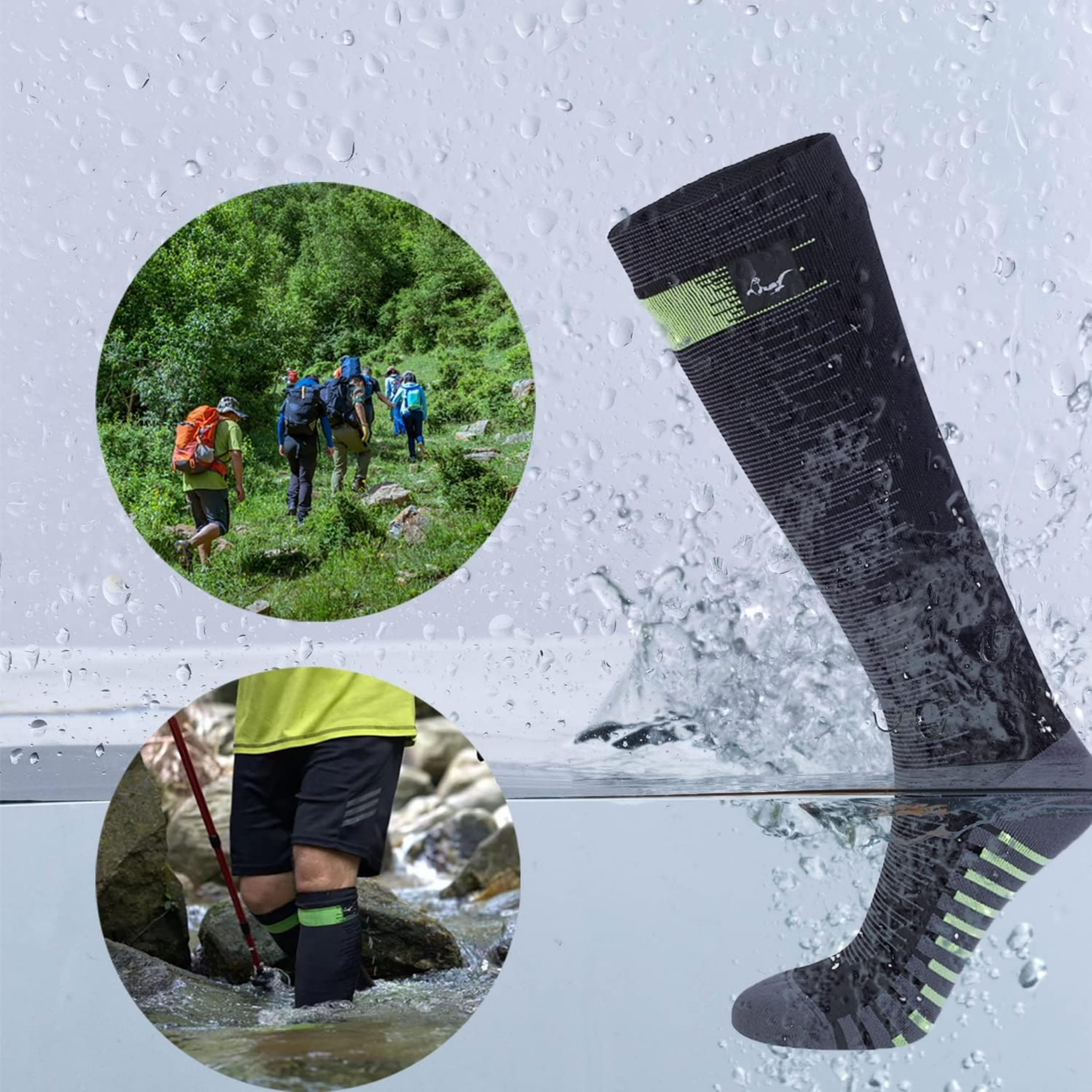 OTTERSHELL Chaussettes Unisexes Imperméables Hautes pour Activités de Plein Air, Randonnée, Vélo, Golf