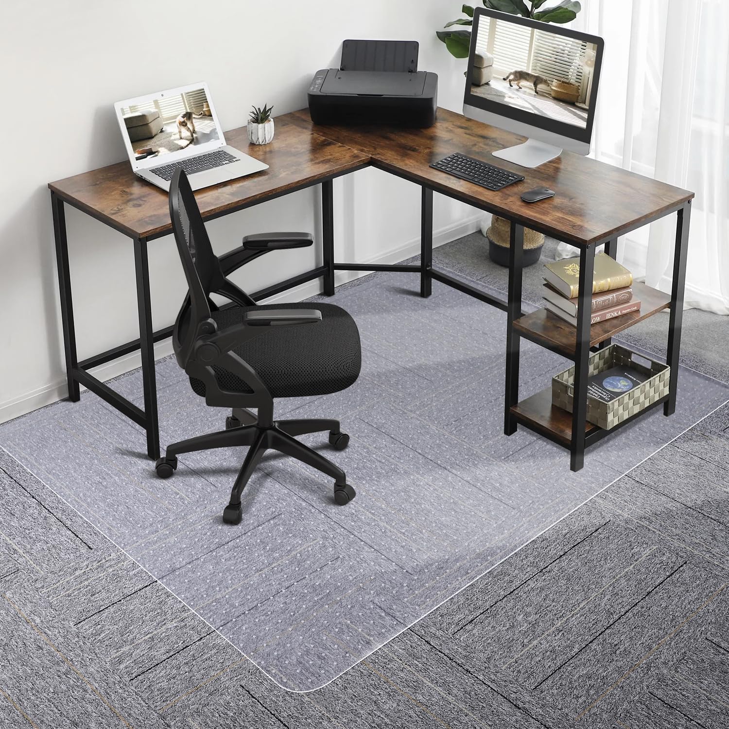 Clear Chair Mat, SALLOUS 48" x 36" Heavy Duty Chair Mat for Carpeted Floors, Gaming Chair Mat with Grips, Rolling Desk Chair Floor Mat for Home Office
