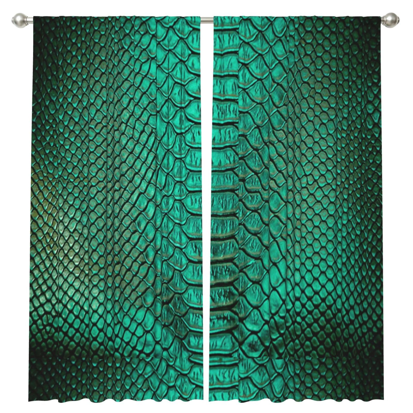 InOmak Green Snake Skin, 2 Panels Window Curtains 52 x 84 Inch Blackout Curtains for Living Room Bedroom