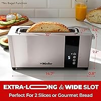 Vista 2 de Mueller UltraToast Tostadora Completa de Acero Inoxidable 2 Rebanadas, Ranuras Extra Anchas Largas con Bandeja Extraíble, Funciones