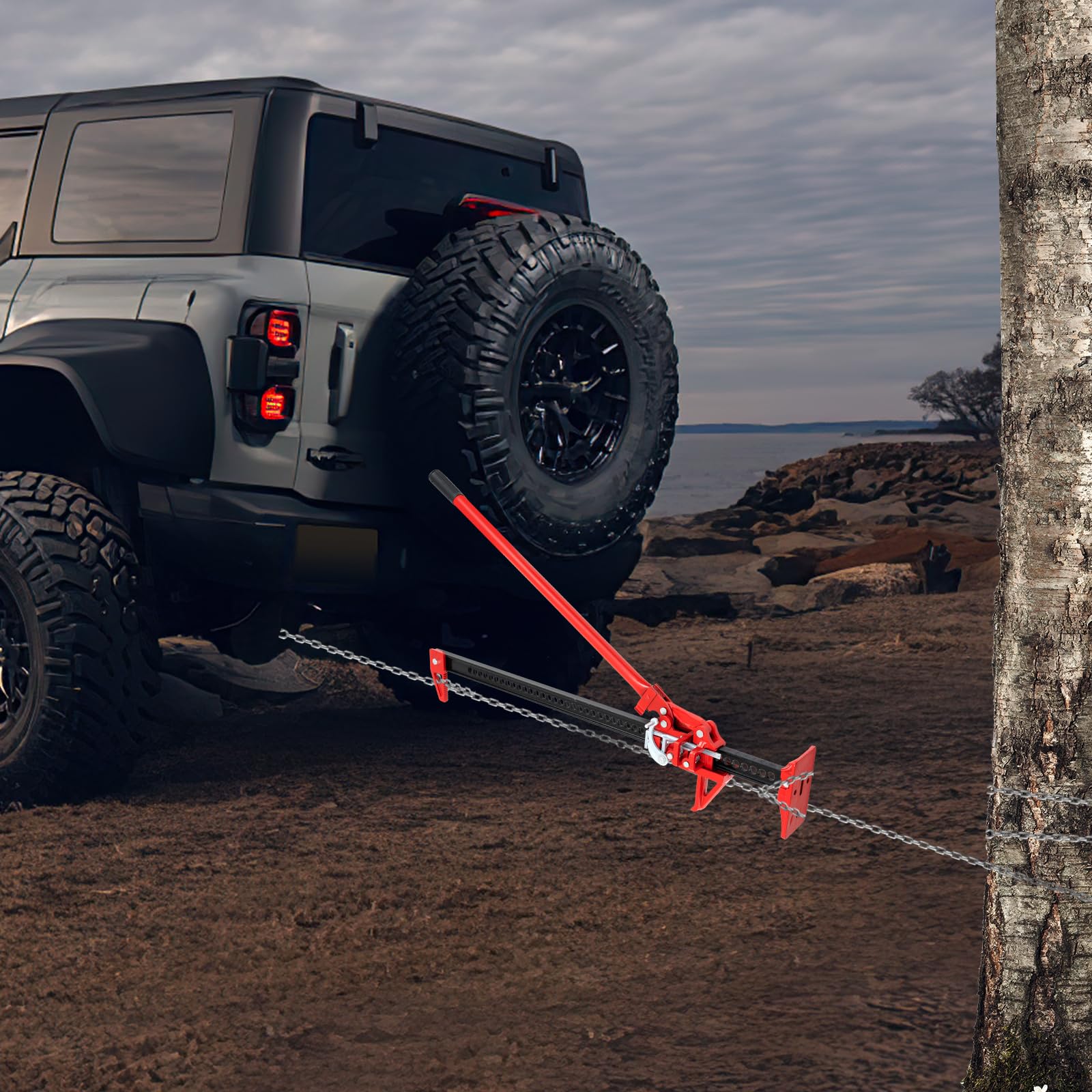 COSTWAY Cric per Auto a Cremagliera, Capacità di Sollevamento di 3000 kg, Cric di Sollevamento Pesante per Auto, Camion, Jeep, Quad, UTV e SUV
