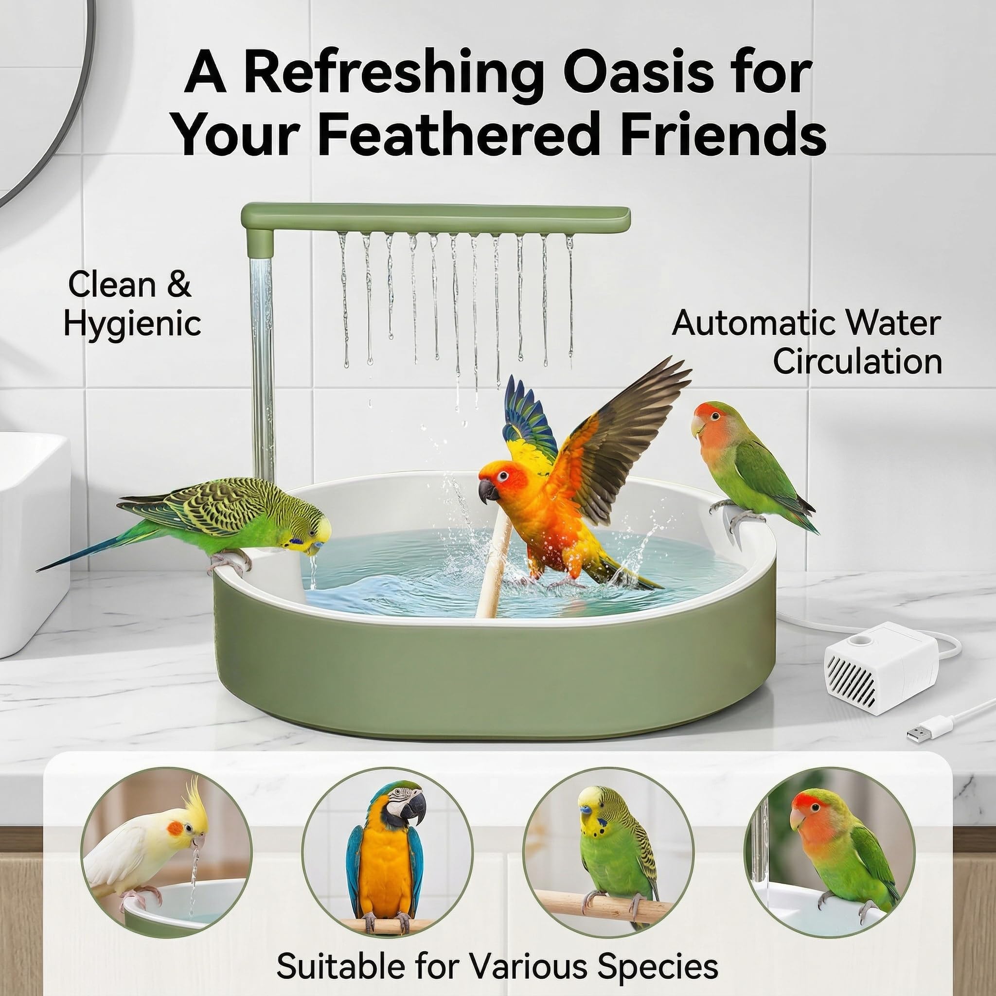 Yizemay Vogeldusche Wellensittich, Vogelbad Wellensittich Dusche, Vogelbrunnen Automatische Vogelbad Badehaus Badewanne für Unzertrennliche Wellensittiche Afrikanische Munias Aras.