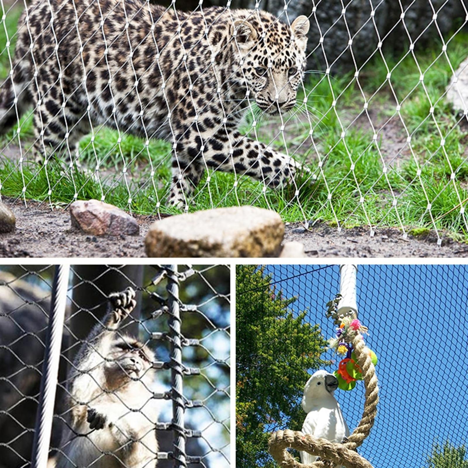 Rete di Sicurezza Flessibile in Acciaio Inossidabile 304 per Recinzione anticaduta da Giardino per Esterni, Rete per pollame, Gabbia per Animali, Rete Metallica Riutilizzabile, 9 m x 2,5 m
