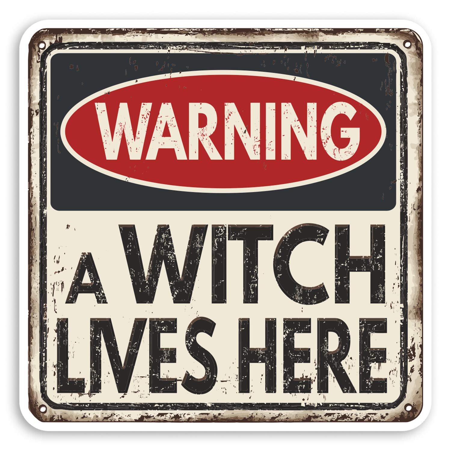 Destination Vinyl Ltd Multi 2 X 10Cm Witch Warning Vinyl Stickers - Witches Joke Funny Laptop Sticker #31632 (10Cm Wide)