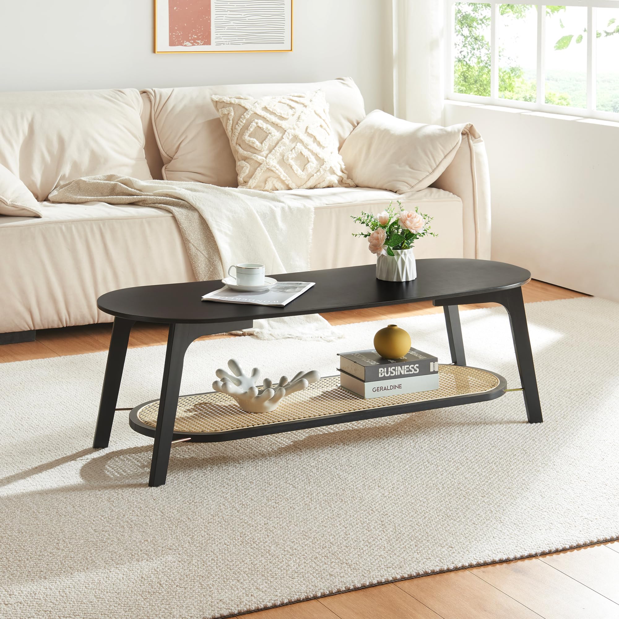 en.casa] Coffee table Taivalkoski with storage space bamboo