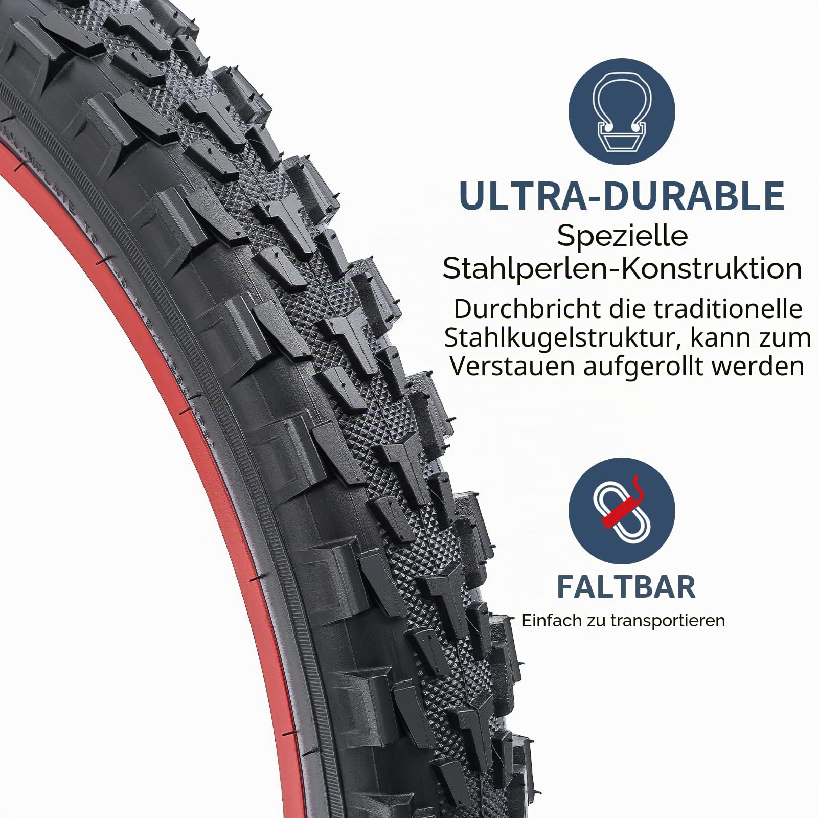 YunSCM 2Pcs Faltbare 20 Zoll Fahrradreifen 20X2.40 Mantel 64-406 kompatibel 20X2.40 Stadt/Straße/Mountainbike Reifen