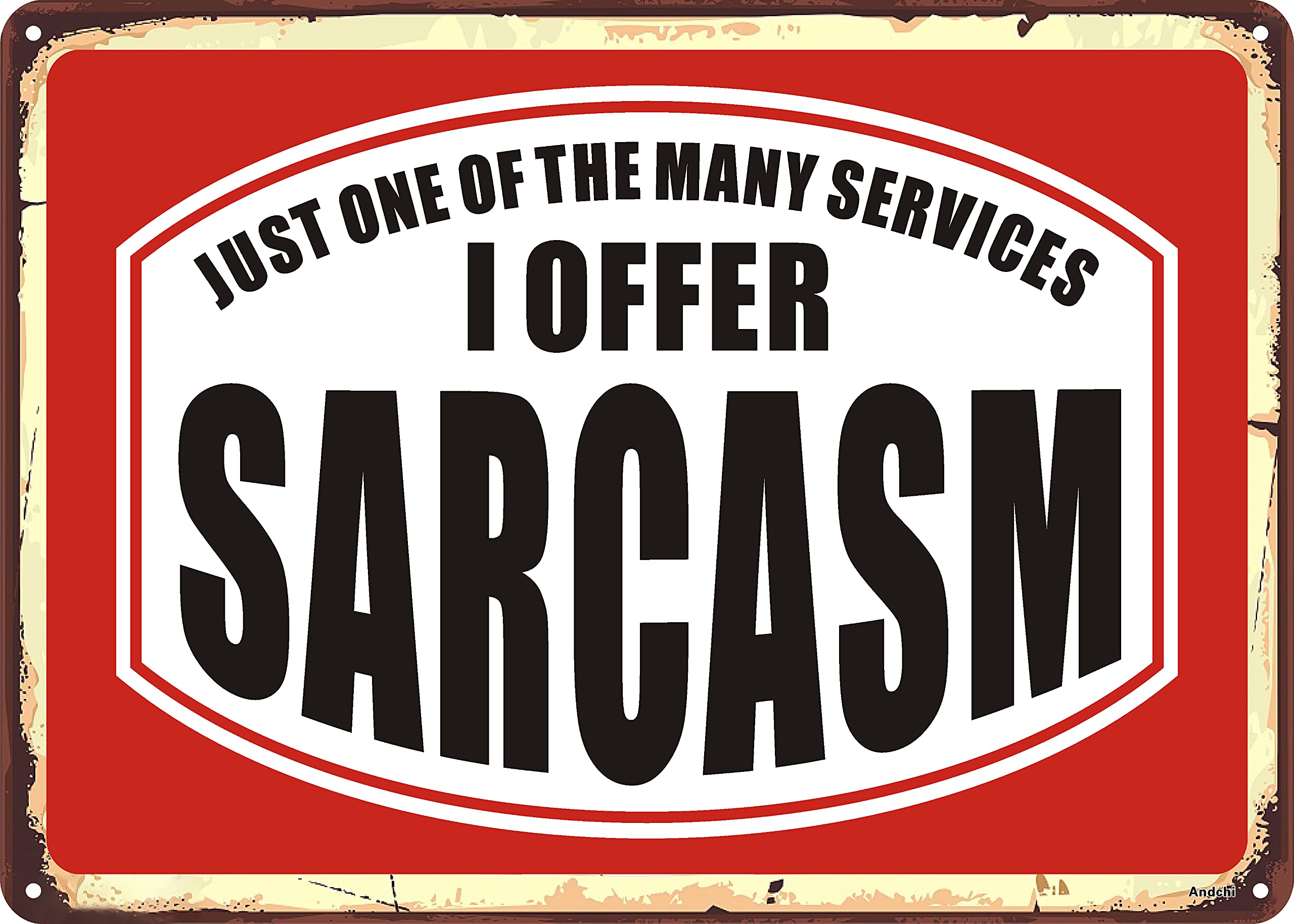 Retro Vintage SARCASM Sign Aluminium Metal for Beer Bar Wall Decor, Personalised Sarcasm Sign for Bar Restaurant Pub Man Cave, Durable and Waterproof, 10'' x 14''