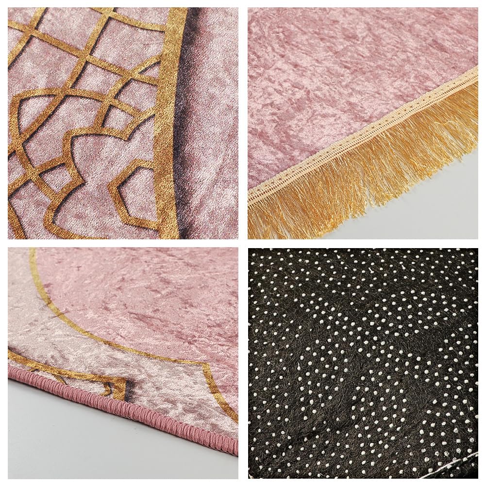 IBLUELOVER Tapis De Prière Musulman Épais En Peluche - Tapis Prière Islamique Portable Avec Frange
