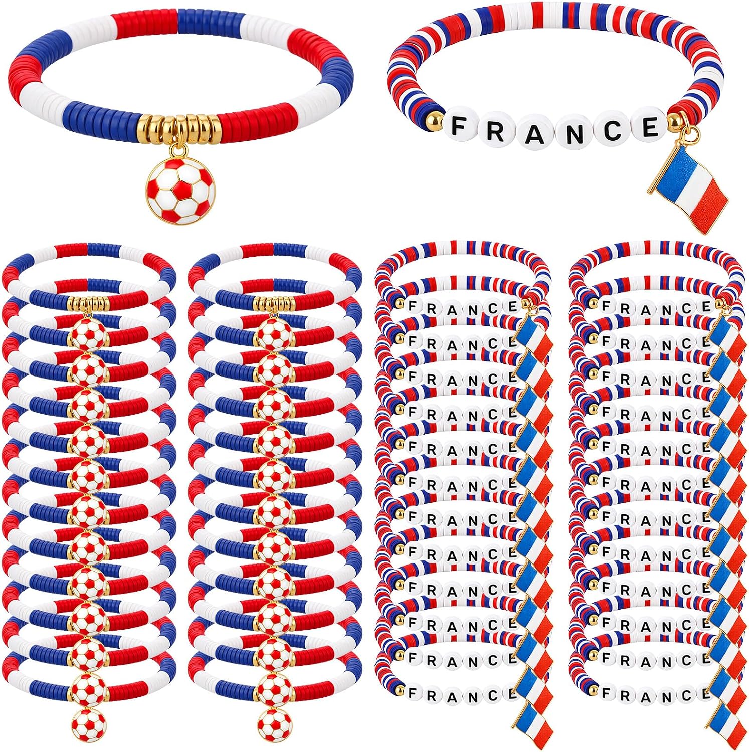 48 Pcs Argentina Soccer Bracelets Soccer Match Gifts Bulk for Team Party Favors Football Lovers Sports Events Game Day Party Supplies